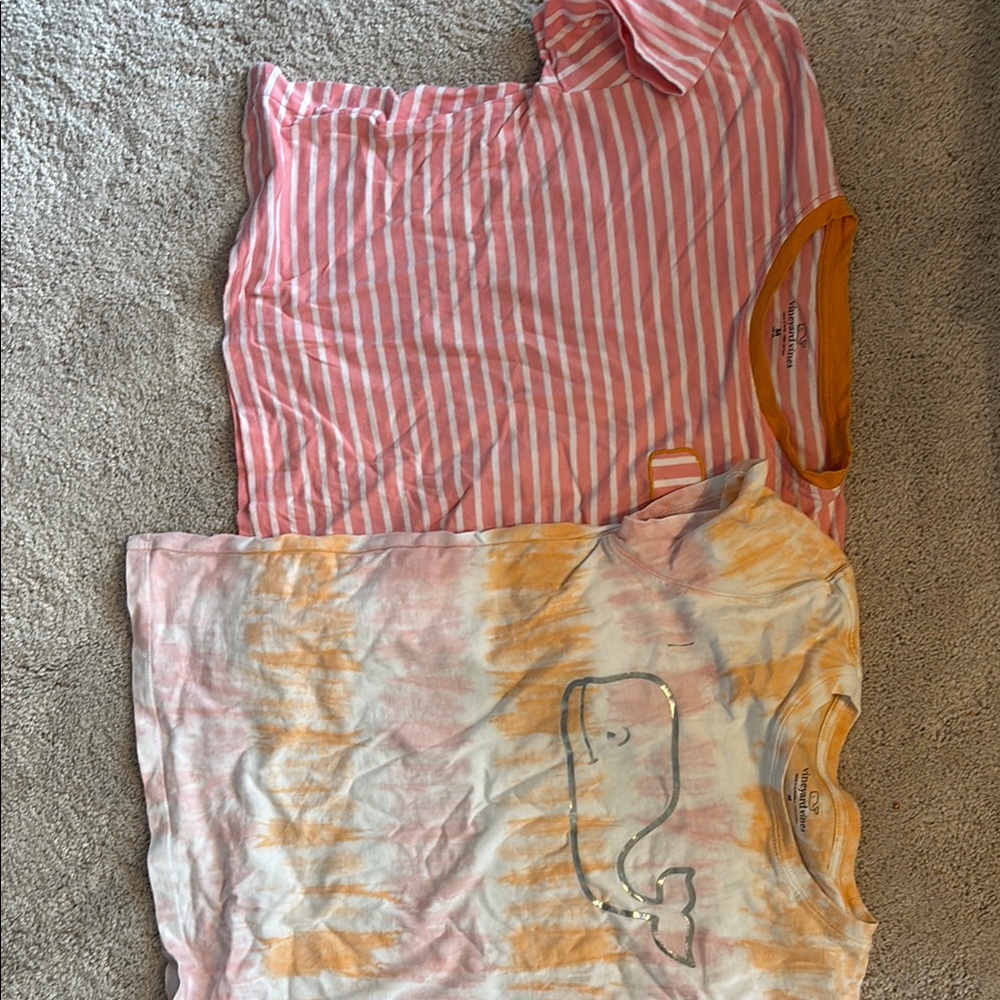 Vineyard Vines Pink and Orange Kids tee and short set